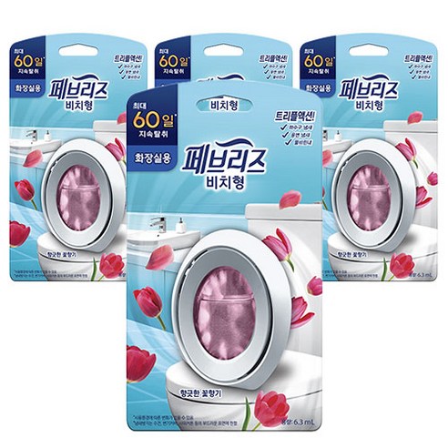 페브리즈 화장실용 비치형 방향제 본품 향긋한 꽃향기, 6.3ml, 4개