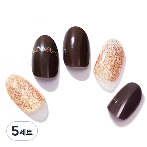 엔젤리 프리미엄 젤 네일 아트 스티커 세트, 5세트, 트윙클 초콜릿