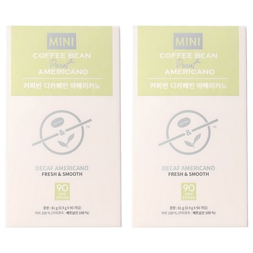 커피빈 디카페인 아메리카노 원두커피믹스, 0.9g, 90개입, 2개