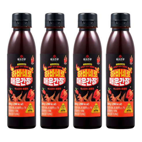 몽고간장 하바네로 매운간장 소스, 350g, 4개