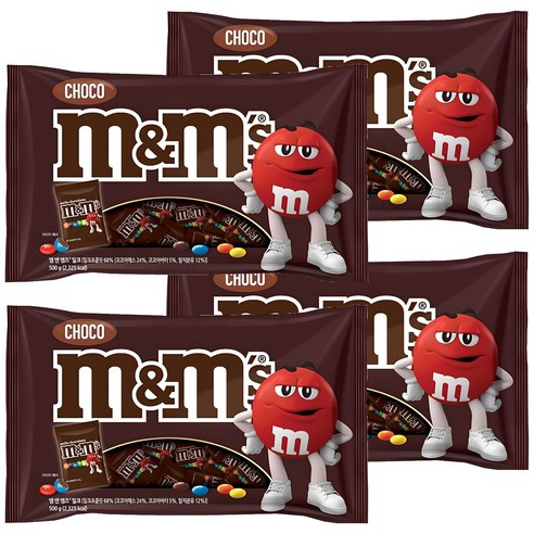 엠앤엠즈 밀크 펀사이즈 초콜릿, 500g, 4개