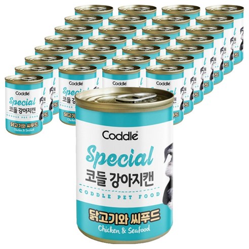 코들 강아지 캔, 닭고기와 씨푸드, 400g, 32개