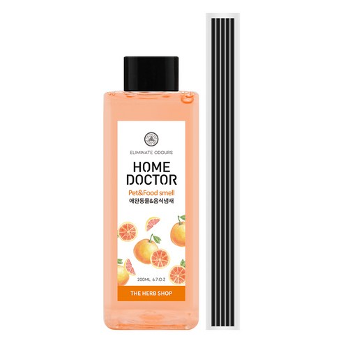 더허브샵 홈닥터 리필오일 + 섬유스틱 5p 세트, 애완동물&음식냄새, 200ml