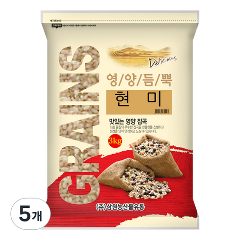 삼원농산 현미, 3kg, 5개