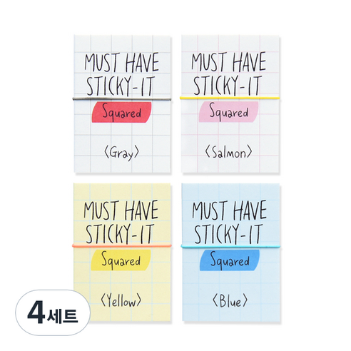 왈가닥스 머스트 해브 스티키 점착메모지 4p, Squared, 4세트