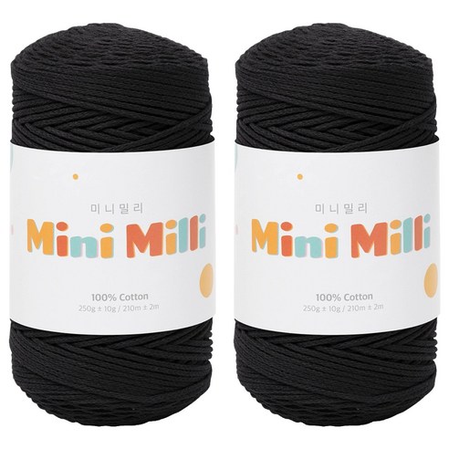 yarna 미니밀리 뜨개실 250g, 727 블랙, 2개