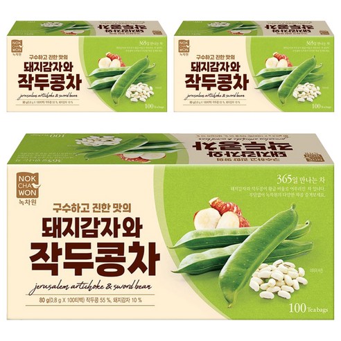 녹차원 돼지감자와 작두콩차, 0.8g, 3개, 100개입