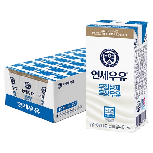 연세우유 무항생제 목장우유, 730ml, 12개 멸균우유