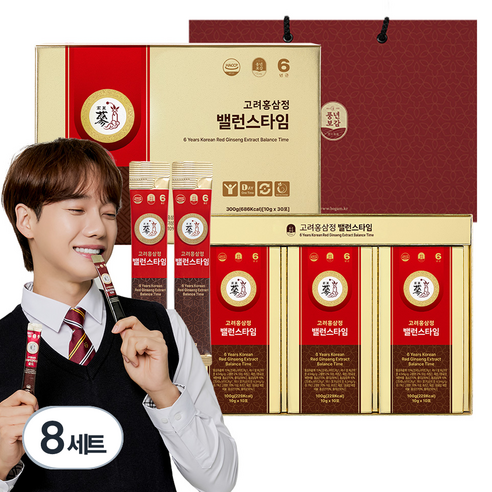 풍년보감 고려홍삼정 밸런스타임 6년근 홍삼스틱 선물세트 + 쇼핑백, 300g, 8세트