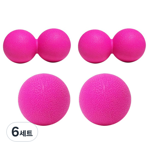 에어서핑 지압 마사지볼 싱글 2p + 땅콩 2p 세트, 핑크, 6세트