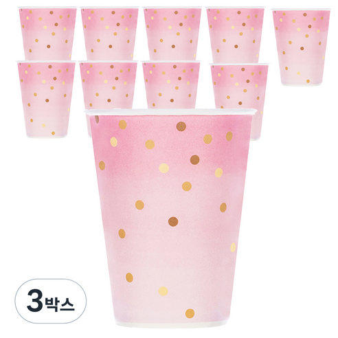 블린 핑크 마블 도트 일회용 종이컵 260ml, 10개입, 3개