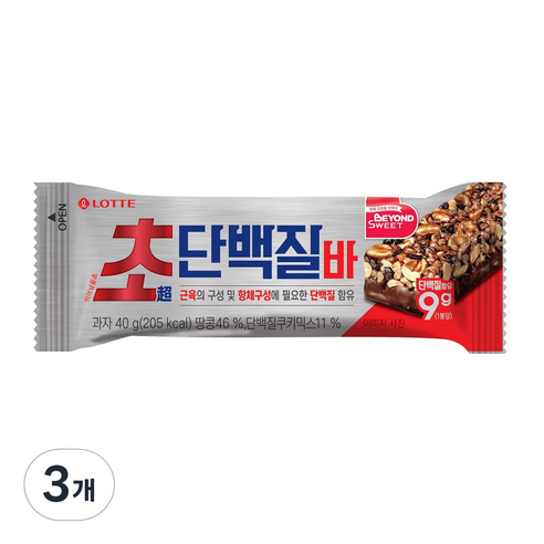 롯데제과 초 단백질바, 40g, 3개