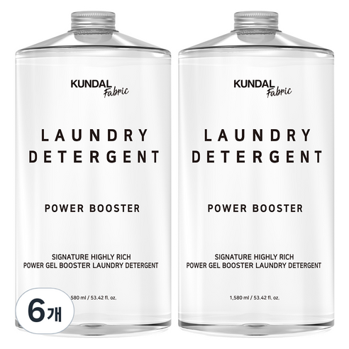 쿤달 초고농축 파워 겔 부스터 액상 세탁세제 본품, 6개, 1580ml