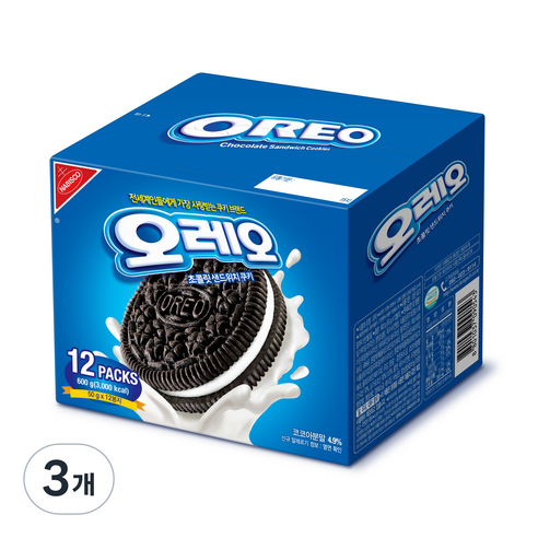 오레오 초콜릿 샌드위치 쿠키, 600g, 3개