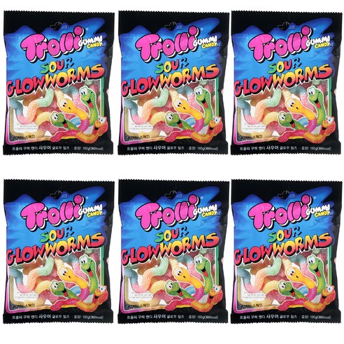 트롤리 사우어글로우웜즈, 100g, 6개