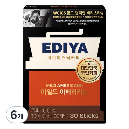 이디야 마일드아메리카노, 1g, 30개입, 6개