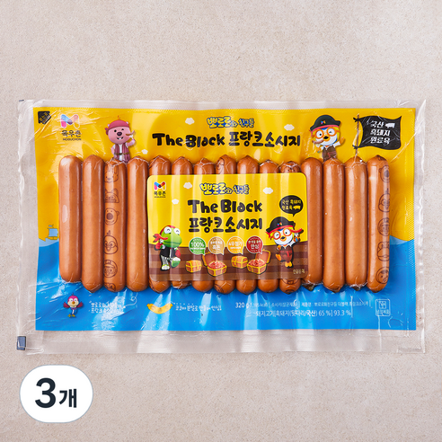 목우촌 뽀로로와 친구들 더블랙 프랑크 소시지, 320g, 3개