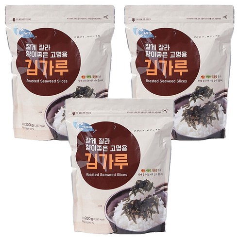 예맛 잘게 잘라 향이 좋은 고명용 김가루, 200g, 3개