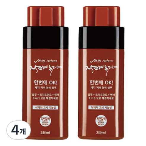 멜츠네이처 고삼추출물 5분 새치 염색 샴푸 250ml, 자연갈색, 4개