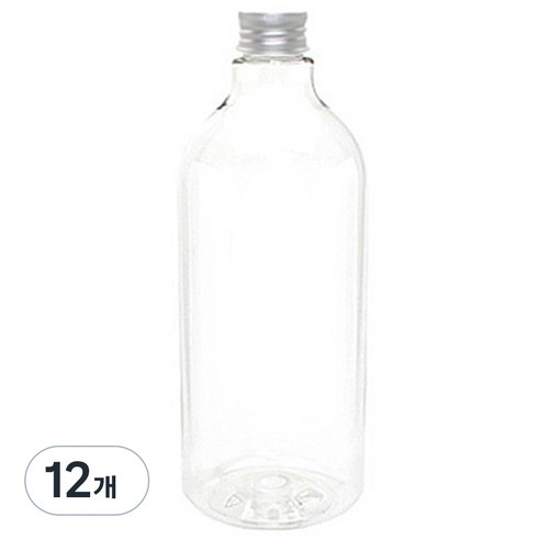 DN1000 투명 음료용기 알루미늄 실버캡, 1L, 12개