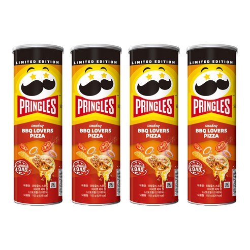 프링글스 감자스낵 스모키 바비큐 피자맛, 102g, 4개