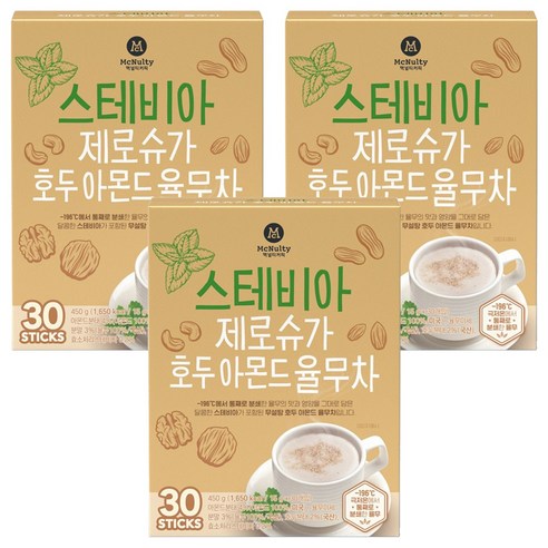맥널티커피 스테비아 제로슈가 호두 아몬드 율무차, 3개, 30개입, 15g