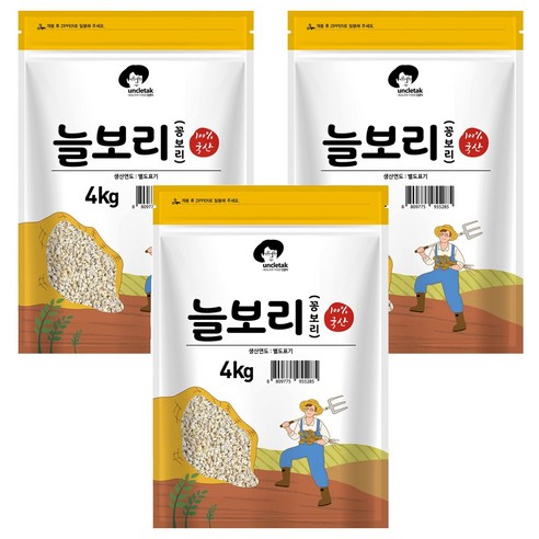 엉클탁 국산 늘보리 꽁보리, 4kg, 3개