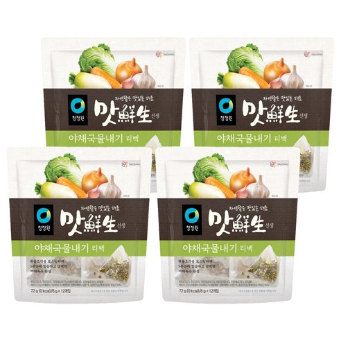 대상 청정원 맛선생 야채국물내기 티백 12p, 72g, 4개