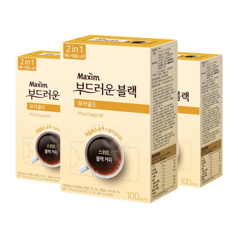 맥심 모카골드 부드러운 블랙 커피믹스, 2.7g, 100개입, 3개