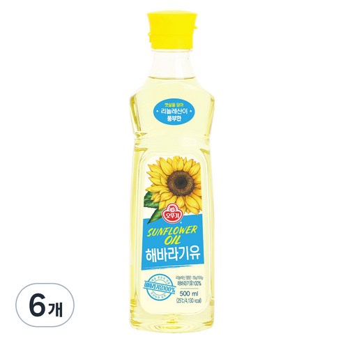 오뚜기 해바라기유, 500ml, 6개