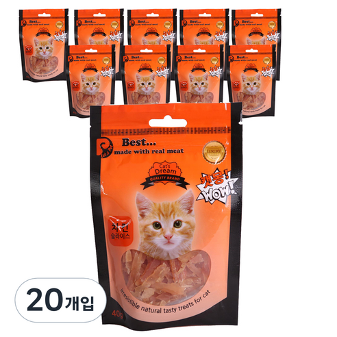 캣몽 고양이용 간식 치킨슬라이스 닭 40g, 닭고기맛, 20개