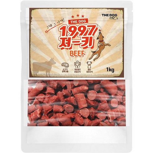 더독 강아지 간식 1997 져키 1kg, 비프맛, 1개