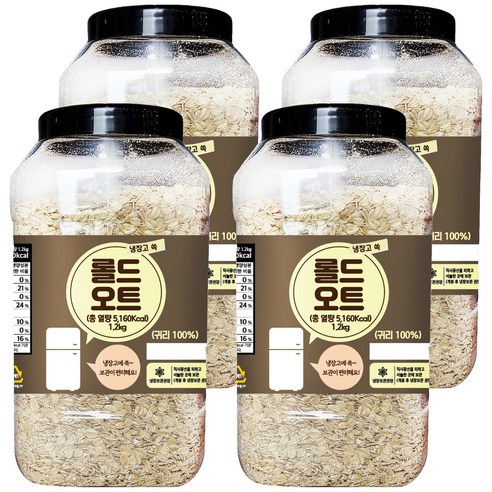 냉장고쏙 롤드 오트, 1.2kg, 4개