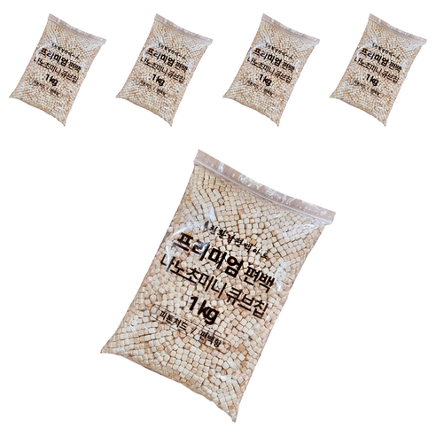 편백아트 프리미엄 편백 나노초미니 피톤치드 큐브칩 4~6mm, 1kg, 5개