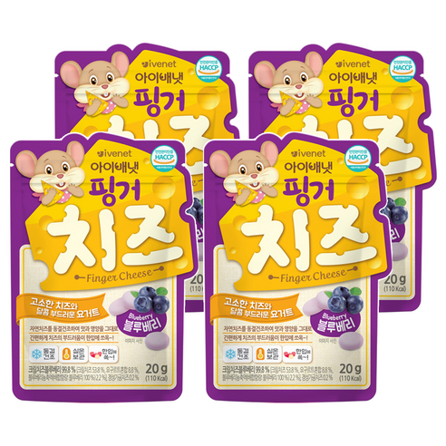 아이배냇 핑거 치즈 블루베리 20g, 혼합맛(치즈/블루베리), 4개