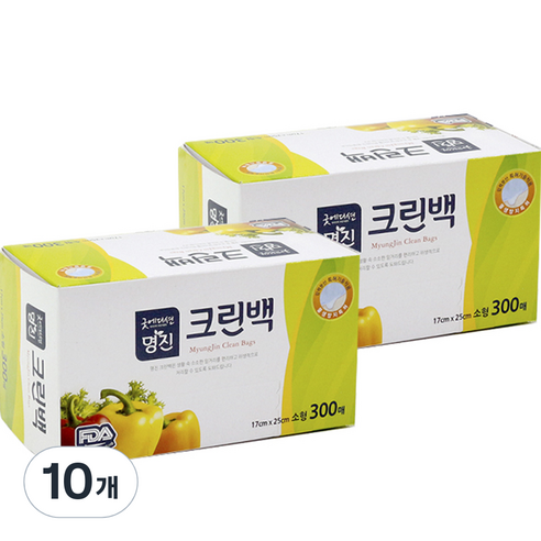 명진 크린백 소형 17cm x 25cm, 소(S), 300개입, 10개