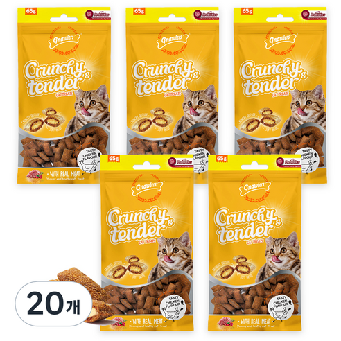 놀런즈 크런치 텐더 고양이 간식, 닭고기맛, 65g, 20개
