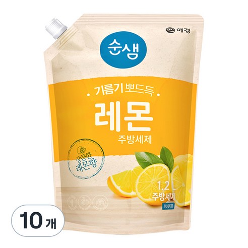 순샘 레몬 주방세제 리필, 1.2L, 4개