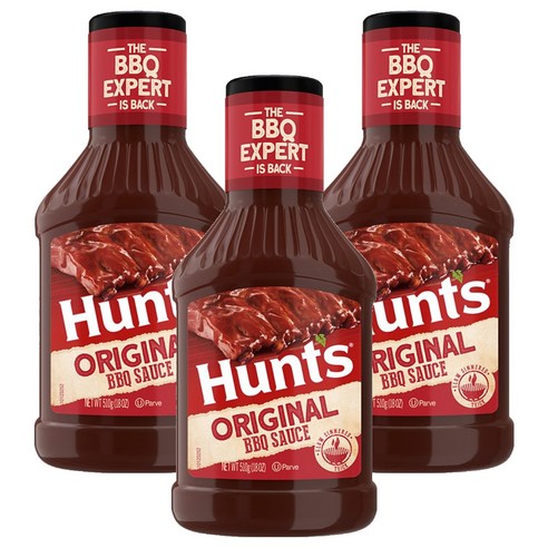 헌츠 오리지날 바베큐소스, 510g, 3개