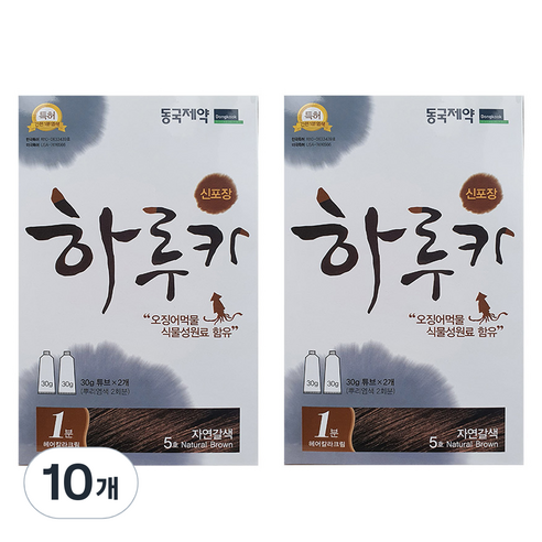 동국제약 하루카 염색약, 5호 자연갈색, 10개