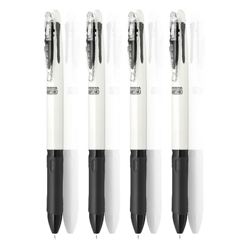 제브라 클립온 슬림 소프트 3C 3색펜 0.7mm, 화이트, 4개