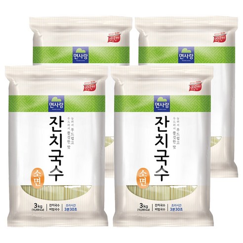 면사랑 잔치국수 소면, 3kg, 4개