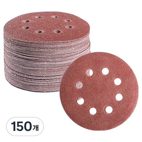 OON 원형 사포 샌딩 페이퍼 8홀 220방 125mm, 150개