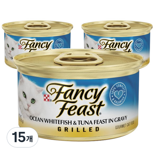 퓨리나 팬시피스트 참치와 흰살생선 주식캔, 닭, 85g, 15개