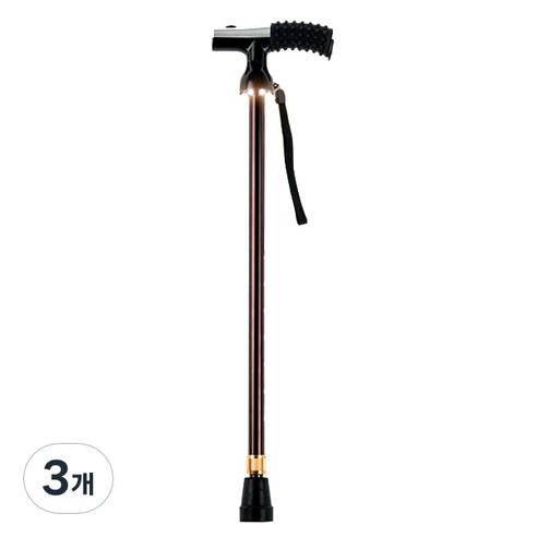 한셀 LED 효도 지팡이 척스틱 SKH 100, 다크브라운, 3개