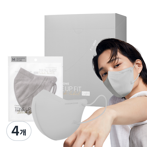 참존 톤업핏 블랙라벨 라이트 마스크 중형 KF94, 25개입, 4개, 포그 그레이