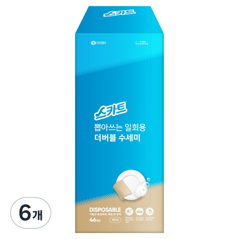 스카트 뽑아쓰는 일회용 더 버블 수세미, 베이지, 46개입, 6개