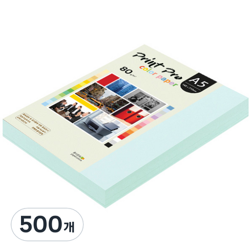 종이문화 프린트 프로 칼라 복사용지 No 15 아쿠아블루 80g, A5, 500개