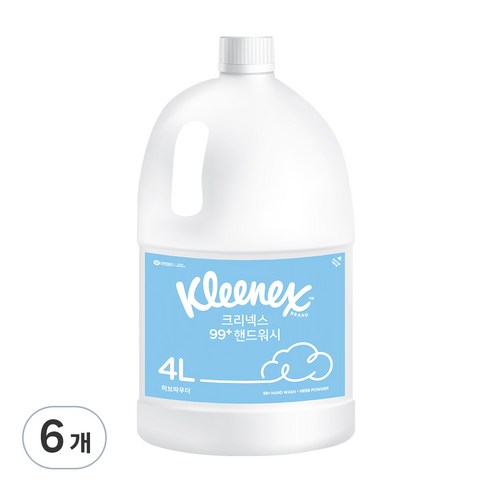 크리넥스 99+ 핸드워시 리필 허브파우더향, 4L, 6개