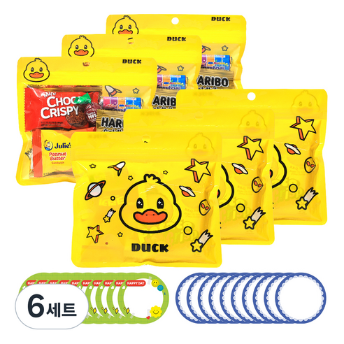 한봄 과자 답례품 어린이집 유치원 간식 선물, 간식 7종 6p + 라벨스티커 20p, 6세트